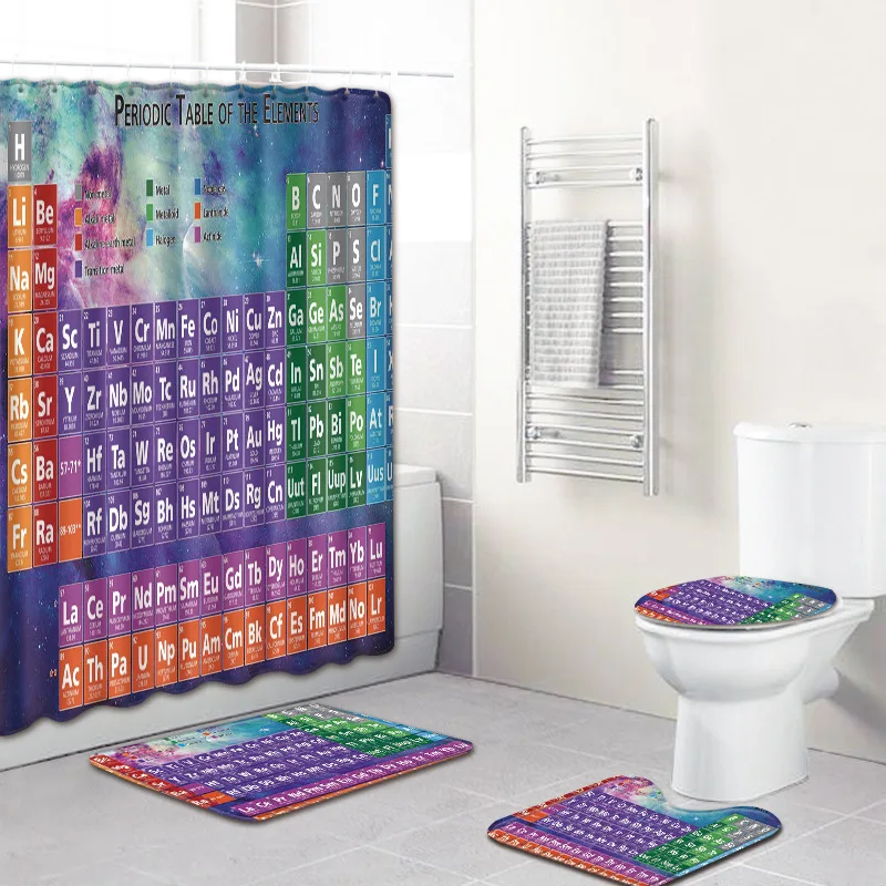 Creative shower curtain suit chemical equation floor mat shower curtain toilet anti slip mat four piece set
Creative shower curtain suit chemical equation floor mat shower curtain toilet anti slip mat four piece set
