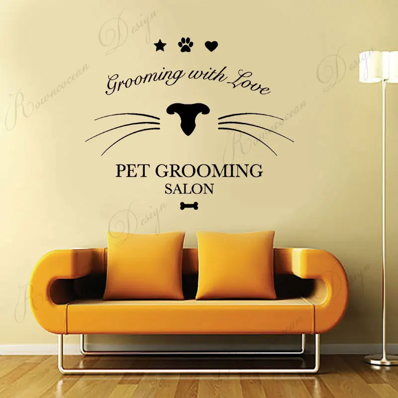 Уход с любовью Pet Shop знак Salon стикер на стену виниловые декоративные наклейки