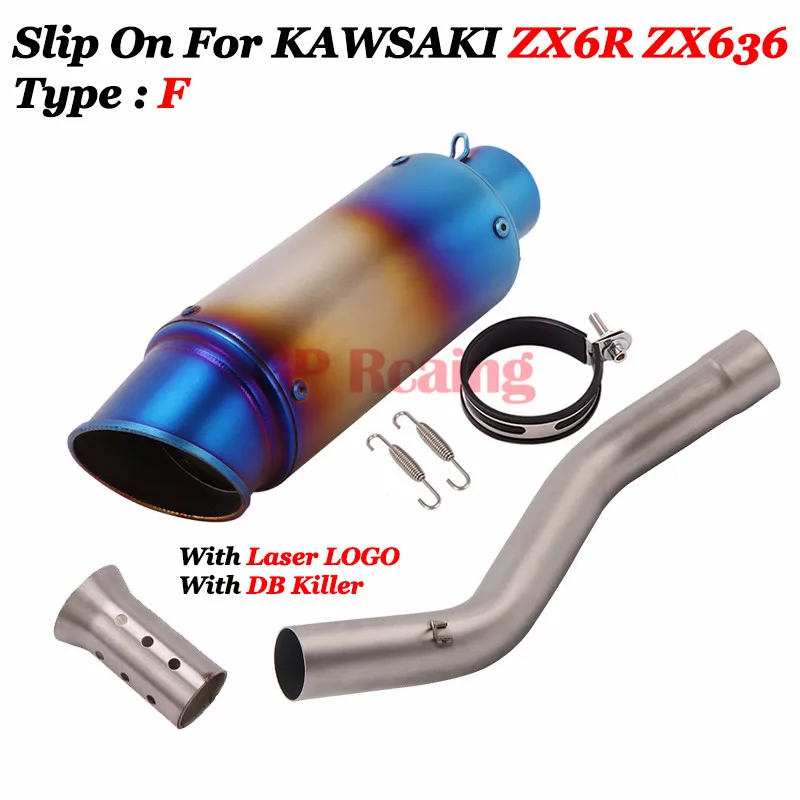 Slip on For Kawasaki Ninja ZX6R ZX636 ZX-6R Motorcycle Full GP Exhaust System Muffler Pipe DB Killer Escape Moto Laser LOGO
Slip on For Kawasaki Ninja ZX6R ZX636 ZX-6R Motorcycle Full GP Exhaust System Muffler Pipe DB Killer Escape Moto Laser LOGO