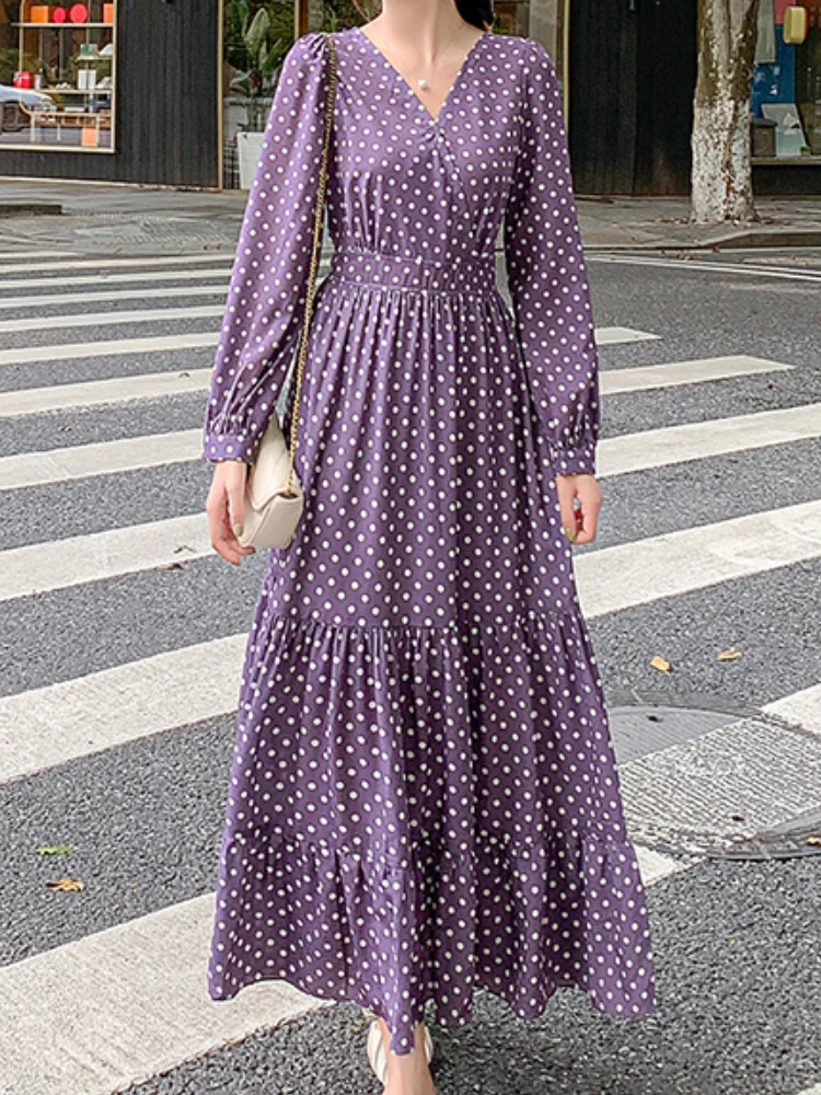Women's Spring Summer Chiffon Polka Dot Midi Dress Long Sleeve Elegant A-Line Vestidos Femme Fashion Beach Outerwear Clothing
Women's Spring Summer Chiffon Polka Dot Midi Dress Long Sleeve Elegant A-Line Vestidos Femme Fashion Beach Outerwear Clothing