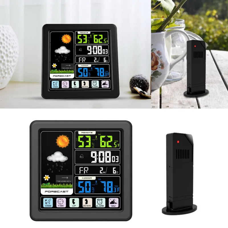 Multifunctional full touch screen wireless weather clock creative color screen indoor and outdoor temperature and humidity clock
Multifunctional full touch screen wireless weather clock creative color screen indoor and outdoor temperature and humidity clock