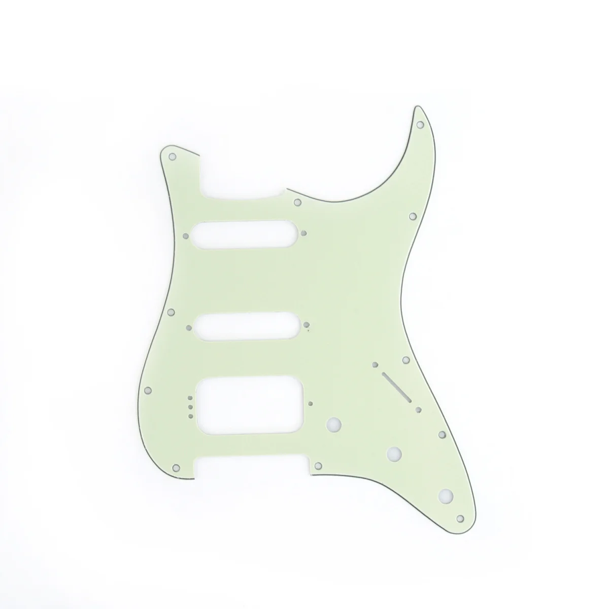 

Musiclily Pro 11-Hole Round Corner HSS Guitar Strat Pickguard for USA/Mexican Strat 4-screw Humbucking Pickup, 3Ply Aged Green
