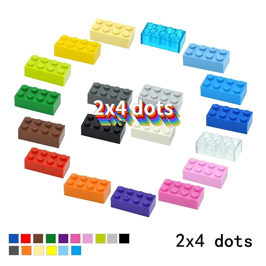

25PCS 2x4 Dots DIY Building Blocks Thick Figures Bricks Educational Creative Size 2*4 Dots Compatible With 3001 Toy for Children