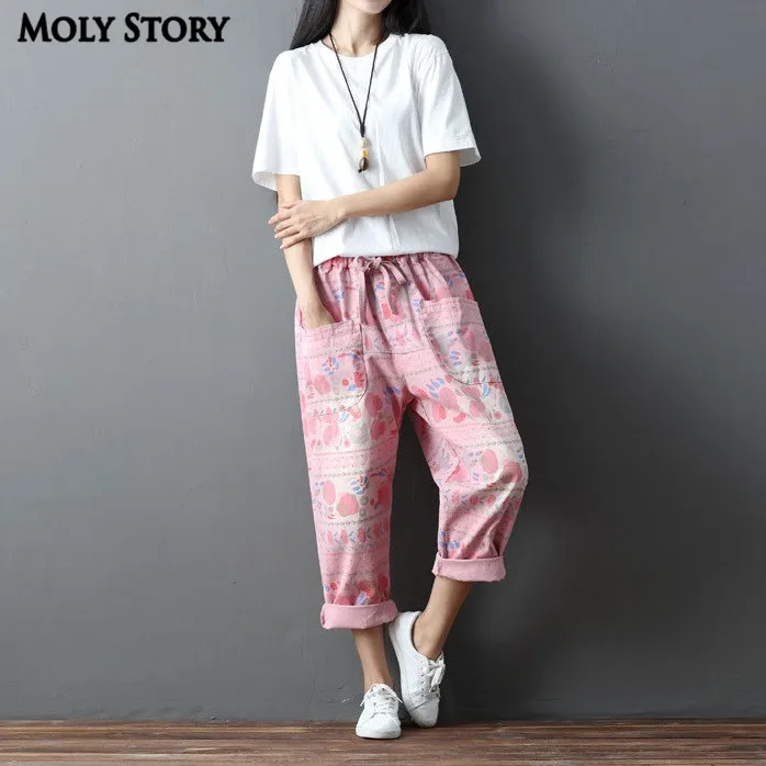 Plus Size Pink Pants Women Straight Leg Print Trouser Elastic Waist Loose Pants Cotton Capris Trousers
Plus Size Pink Pants Women Straight Leg Print Trouser Elastic Waist Loose Pants Cotton Capris Trousers