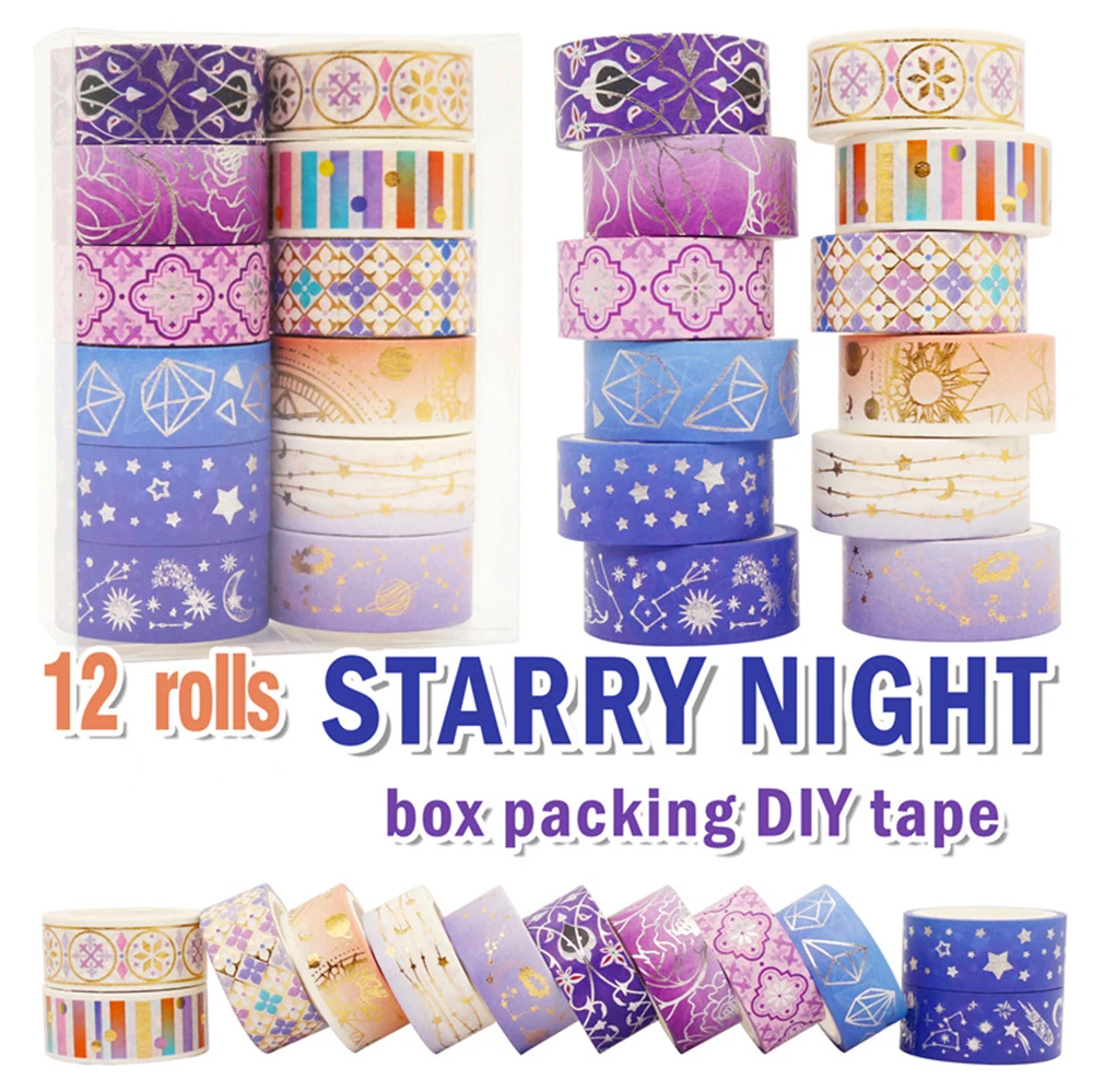 12 Roll/set Universe Starry Star Washi Tape Gold Adhesive Masking Tapes Album Diary Scrapbooking Sticker Decoration
12 Roll/set Universe Starry Star Washi Tape Gold Adhesive Masking Tapes Album Diary Scrapbooking Sticker Decoration