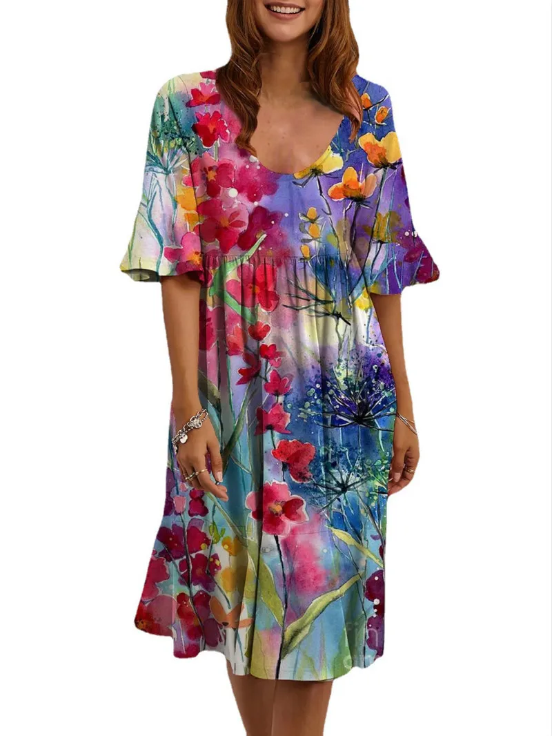 Print Dress Ladies Round Neck Sleeves A-Line Dresses High Waist Robe Femme Vestidos Casual Sexy Streetwear Women
Print Dress Ladies Round Neck Sleeves A-Line Dresses High Waist Robe Femme Vestidos Casual Sexy Streetwear Women