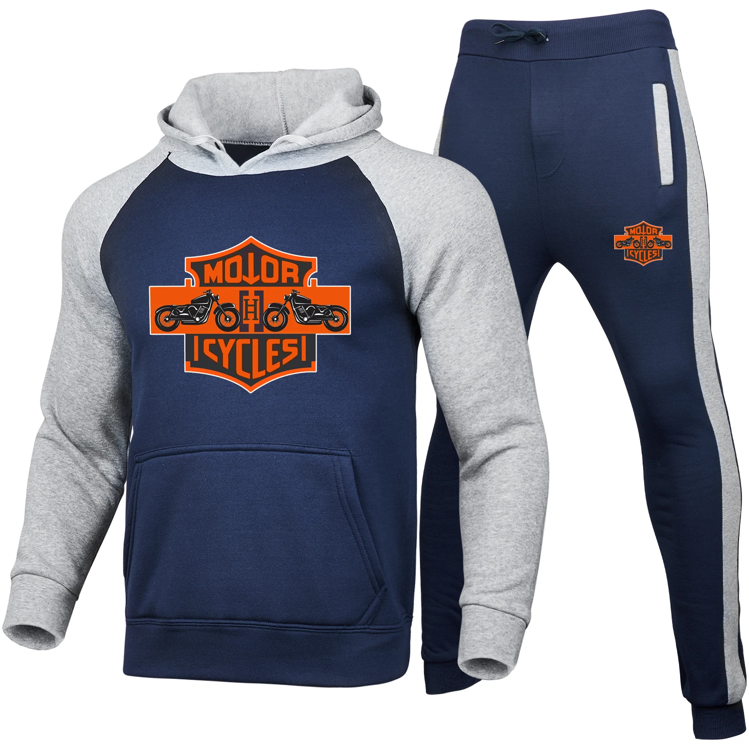 Stitching Men's Sportswear Hoodie Sweater Set + Casual Pants Jogging Fashion Warm Motorcycle Brand Cycling Clothes
Stitching Men's Sportswear Hoodie Sweater Set + Casual Pants Jogging Fashion Warm Motorcycle Brand Cycling Clothes