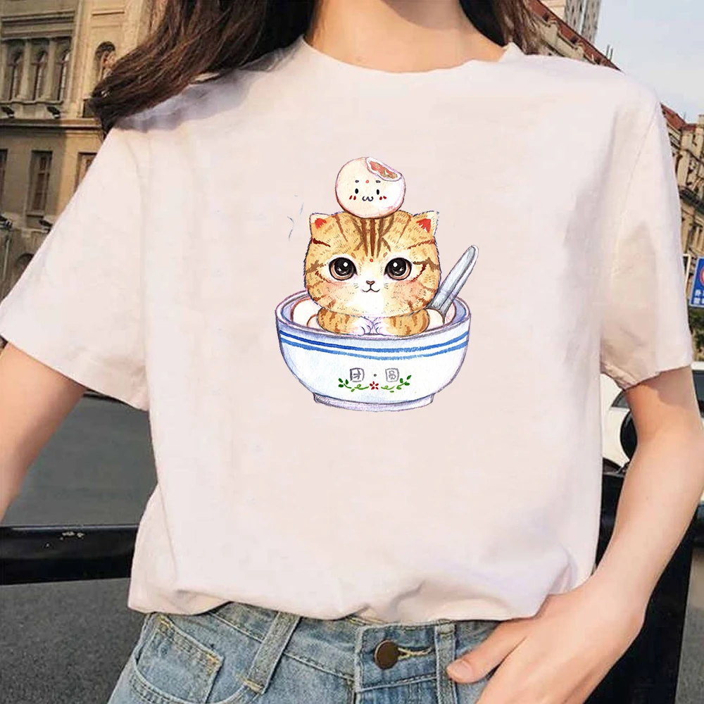 Знаменитая мультяшная Волшебная кошка топы футболки для женщин и леди летняя