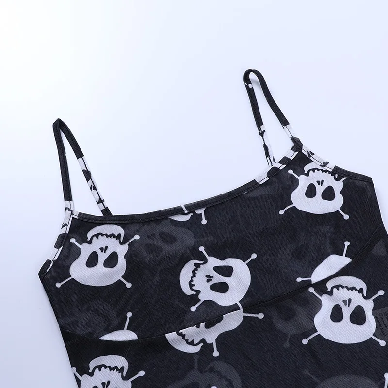 Skull Print Net Yarn Crop Top Women Short Camis Perspective Gothic Sexy Tank Top Female Black Girl Lady Top Designer Summer New
Skull Print Net Yarn Crop Top Women Short Camis Perspective Gothic Sexy Tank Top Female Black Girl Lady Top Designer Summer New
