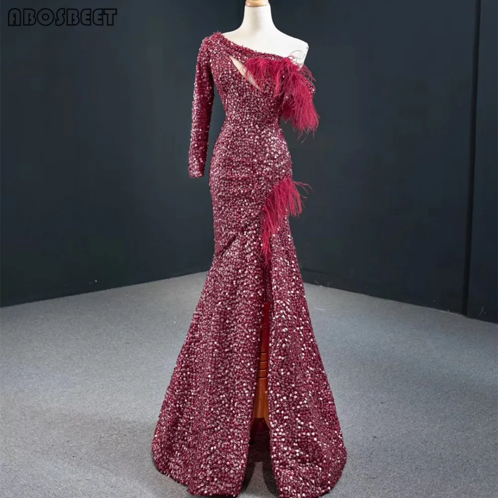 One Shoulder Mermaid Prom Dress Long Shining Beads Sequins Long Sleeve Evening Gown Elegant Front Split Vestido De Fiesta
One Shoulder Mermaid Prom Dress Long Shining Beads Sequins Long Sleeve Evening Gown Elegant Front Split Vestido De Fiesta