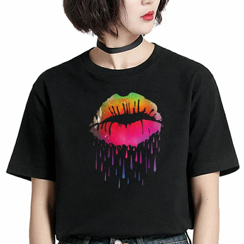 

Женские сексуальные топы с принтом кровавых губ, полосатая футболка Y2k, забавная рубашка в готическом стиле, кавайная хлопковая модная футб...