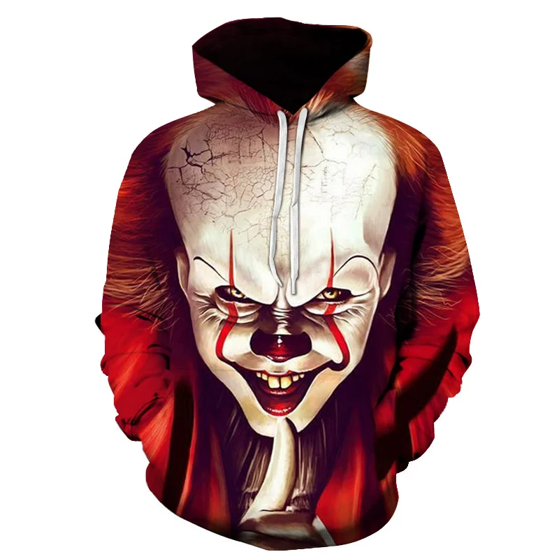 Horror movie clown 3D printed men's hooded sweatshirt Freddie Jason movie pullover hip hop casual hooded
Horror movie clown 3D printed men's hooded sweatshirt Freddie Jason movie pullover hip hop casual hooded
