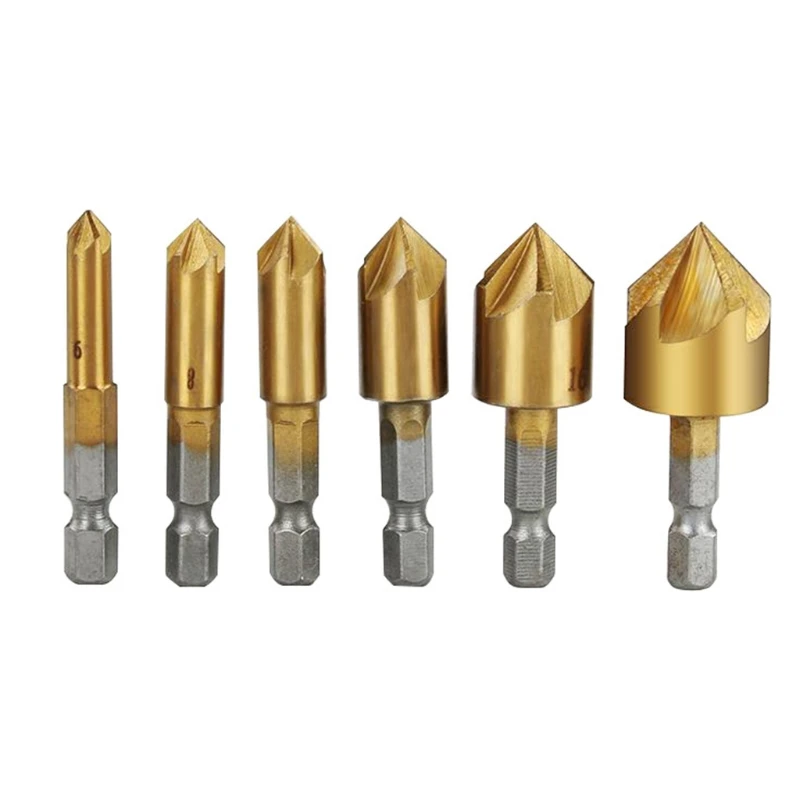 Countersunk Bit 1/4" Hexagon Shank Center Punch Kit 6-19mm for Quick Replacement of Wood Handle Chamfer 
Countersunk Bit 1/4" Hexagon Shank Center Punch Kit 6-19mm for Quick Replacement of Wood Handle Chamfer