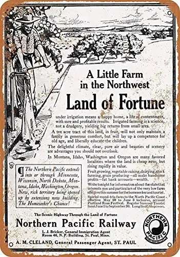 Metal Sign - Northern Pacific Railway Buy a Farm in The Pacific Northwest - Vintage Bar Wall Decorative 
Metal Sign - Northern Pacific Railway Buy a Farm in The Pacific Northwest - Vintage Bar Wall Decorative
