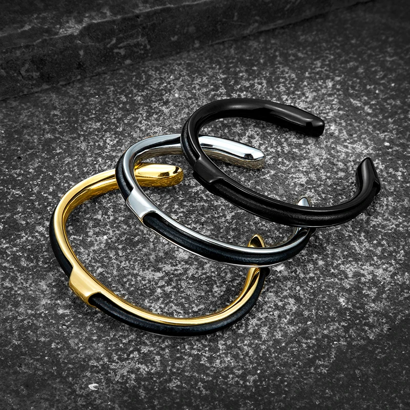 Trend Cow Leather bangle Type C Stainless Steel Leather cuff Hand Jewelry bracele For Men women Couples Holiday Fashion gift Hot 
Trend Cow Leather bangle Type C Stainless Steel Leather cuff Hand Jewelry bracele For Men women Couples Holiday Fashion gift Hot