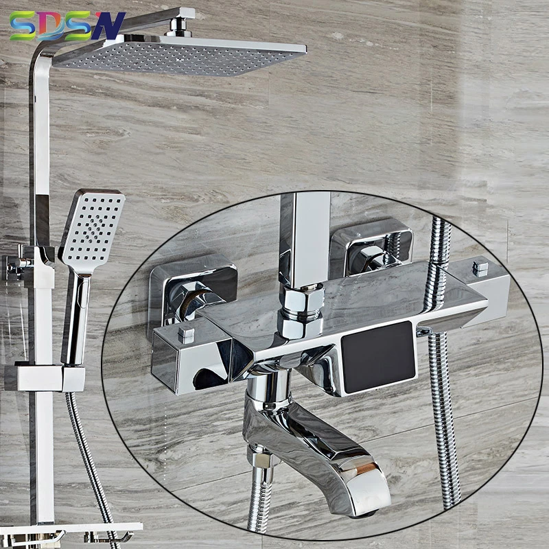Thermostatic Shower Set Chrome Bathroom Bathtub Faucet Copper Bath Bidet Rainfall Shower Head Luxury Digital Bath Shower Set
Thermostatic Shower Set Chrome Bathroom Bathtub Faucet Copper Bath Bidet Rainfall Shower Head Luxury Digital Bath Shower Set