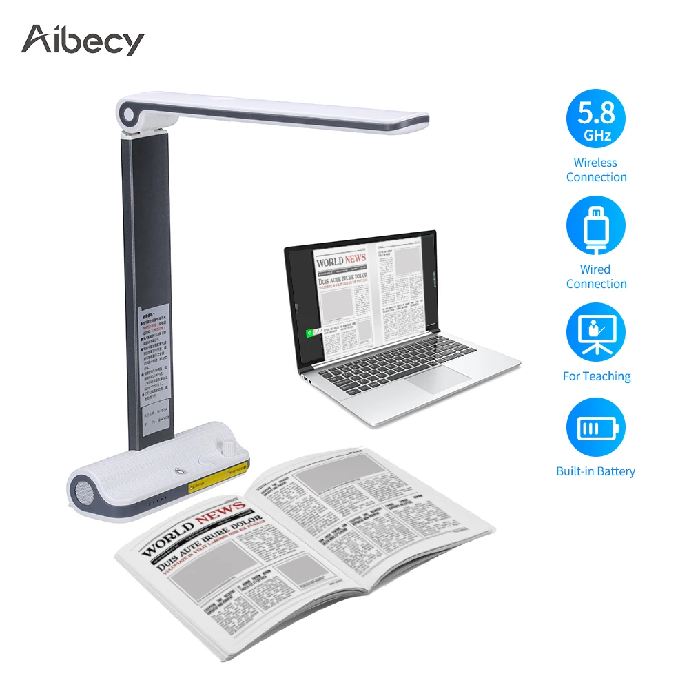 Aibecy беспроводной 5 8G сканер для документов 8 мегапикселей HD камера A4 размер