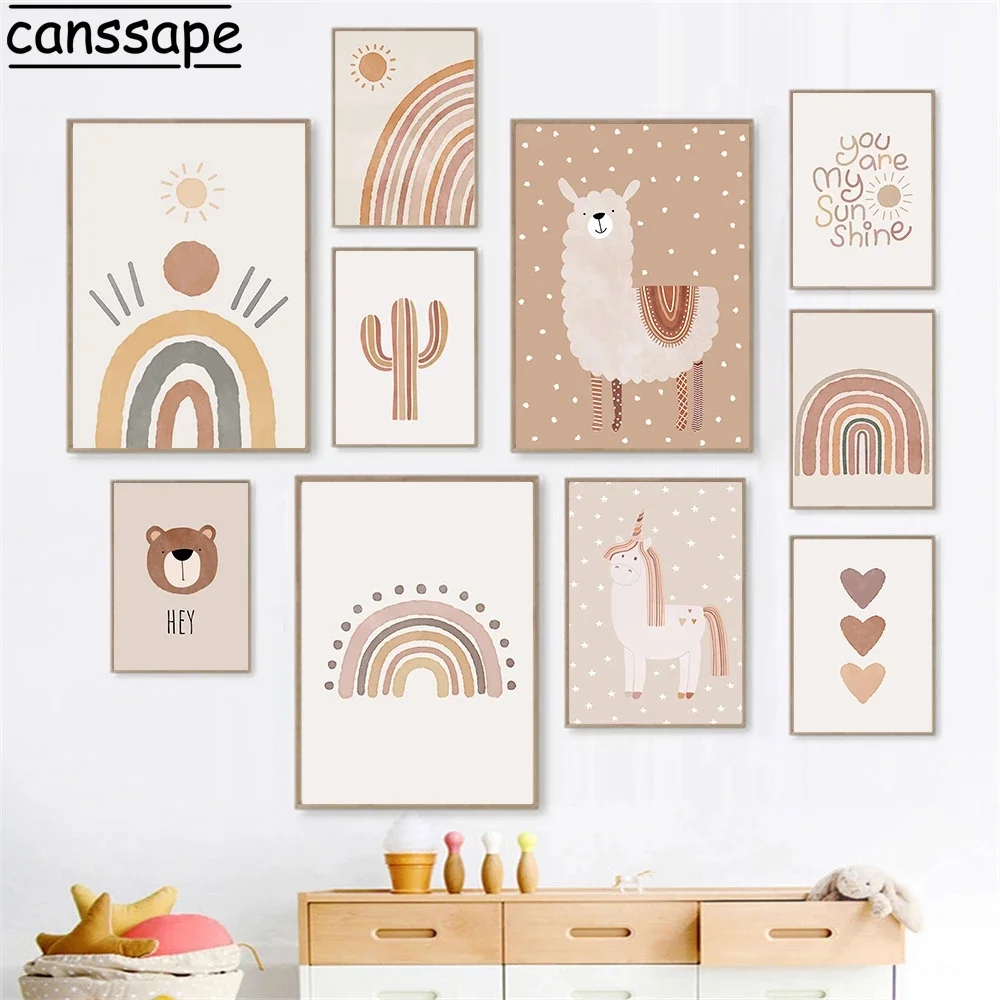 Nursery Wall Art Canvas Painting Rainbow Sun Poster Alpaca Unicorn Paintings Cactus Print Nordic Wall Pictures Kids Room Decor
Nursery Wall Art Canvas Painting Rainbow Sun Poster Alpaca Unicorn Paintings Cactus Print Nordic Wall Pictures Kids Room Decor