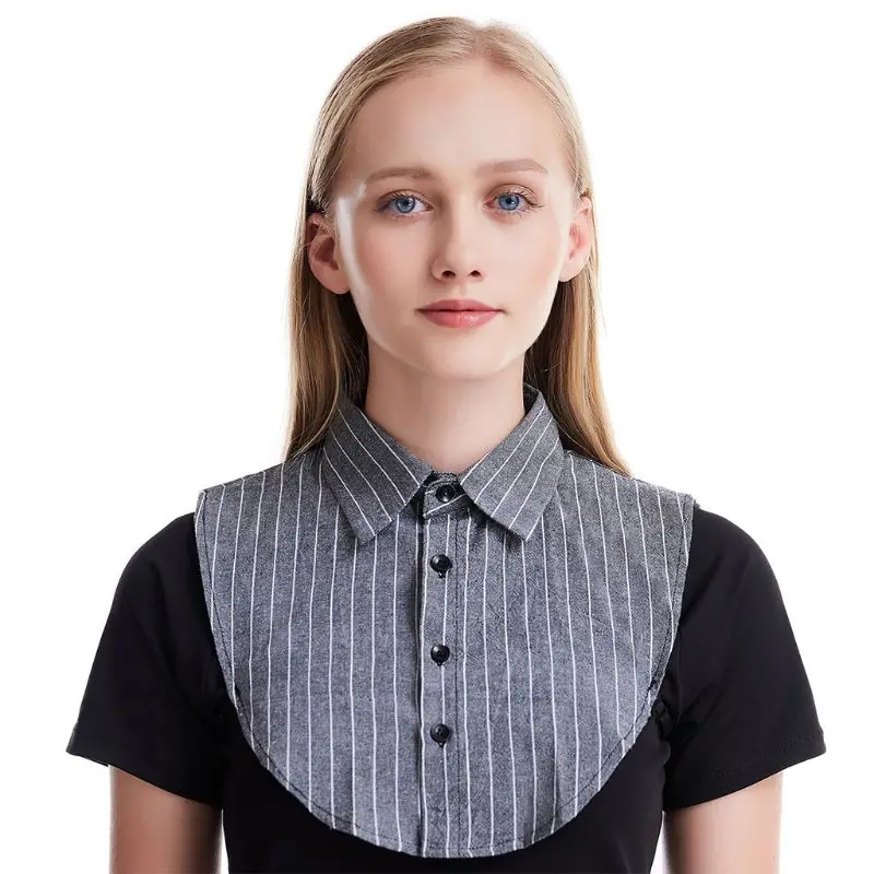 Women Shirt Fake Collar Grey White Stripes Detachable False Collar Blouse Lapel B95F
Women Shirt Fake Collar Grey White Stripes Detachable False Collar Blouse Lapel B95F