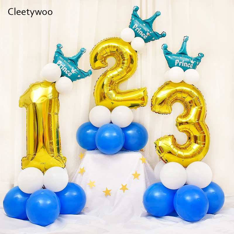 1 комплект 32 дюймов проект "Корона" цвет розовый синий Фольга шарики Baby Shower 2 3 4