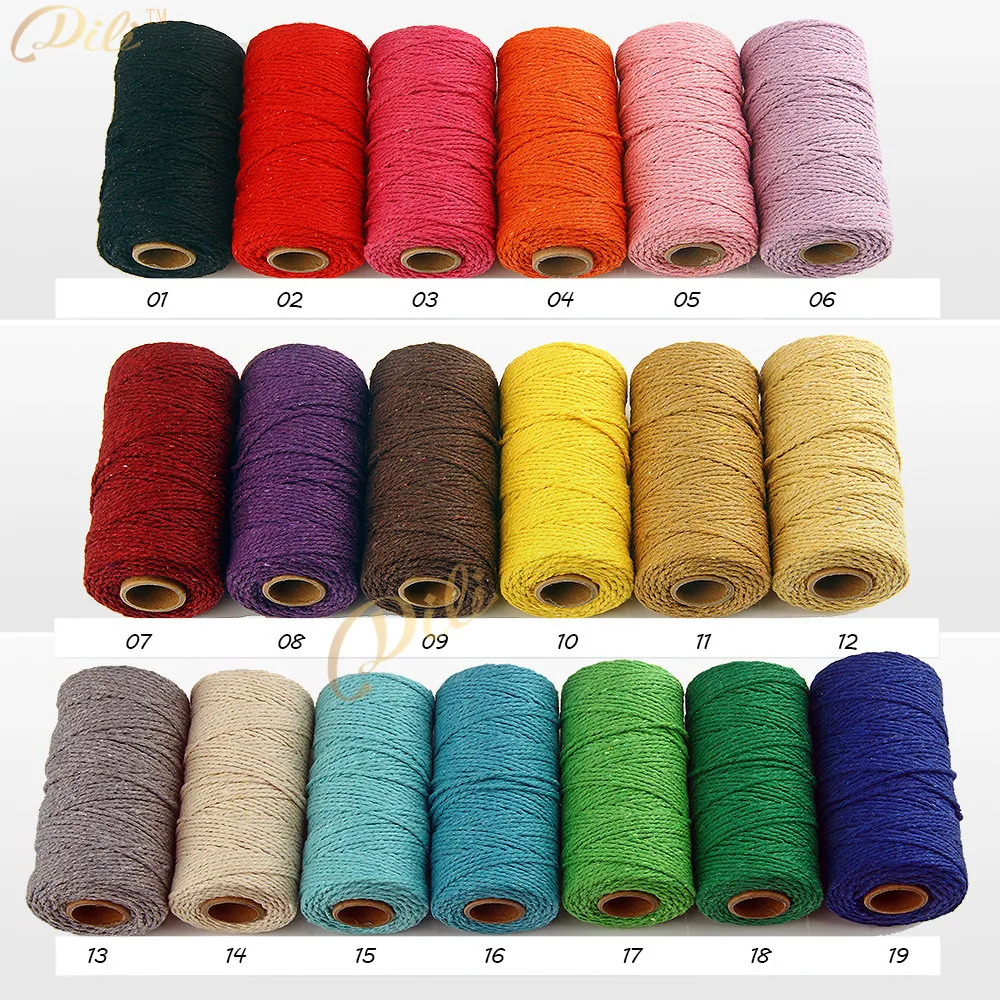 2mm 100 Yard/Roll Colorful Cotton Cord Rope Thread Twisted Handmade Boho Decor Macrame String DIY Home Wedding Decoration Supply
2mm 100 Yard/Roll Colorful Cotton Cord Rope Thread Twisted Handmade Boho Decor Macrame String DIY Home Wedding Decoration Supply