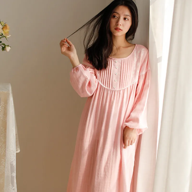 Women Simple Round Collar Cotton Night Dress Spring Knee-Length Loose Home Dress Girls Sweet Pink Nightie Full Sleeves Sleepwear
Women Simple Round Collar Cotton Night Dress Spring Knee-Length Loose Home Dress Girls Sweet Pink Nightie Full Sleeves Sleepwear