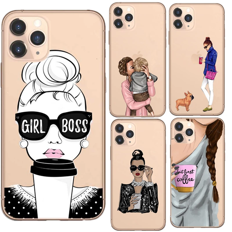 Кофейная девушка босс мягкий чехол для iPhone 11 Pro MAX 5 8 6 1 дюйма силиконовый Vogue