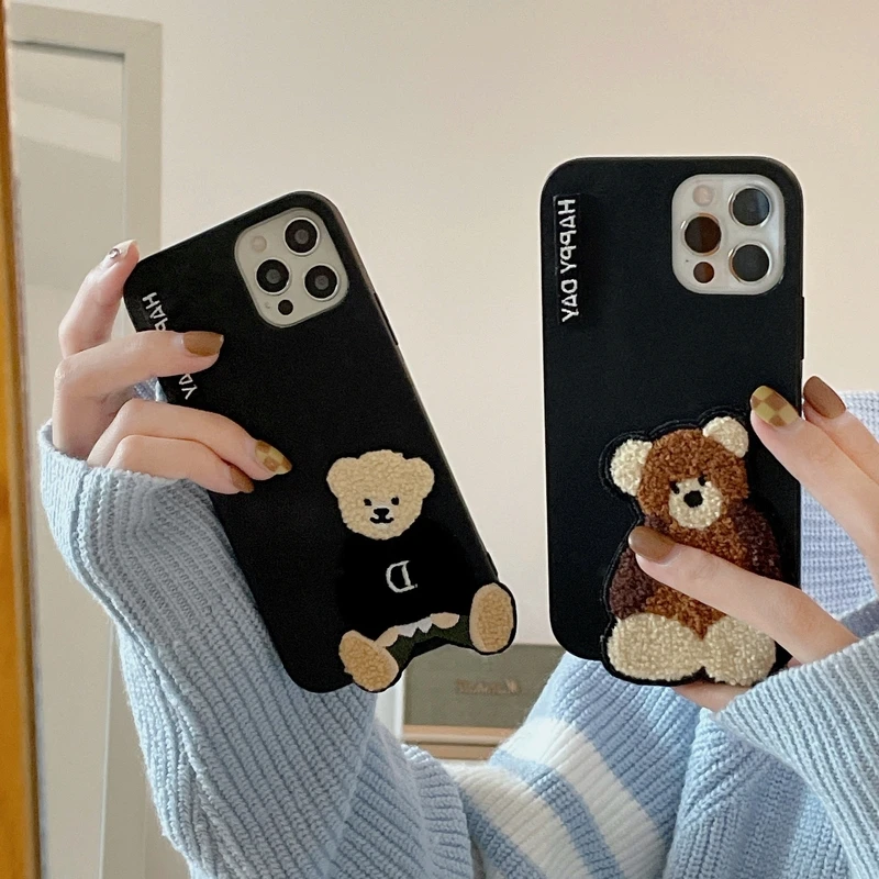 Cute Cartoon Teddy Bear Plush Embroidery Phone Case For iPhone 13 12 11 Pro Max 7 8 Plus X Xs Max Xr Case Luxury Leather Cover
Cute Cartoon Teddy Bear Plush Embroidery Phone Case For iPhone 13 12 11 Pro Max 7 8 Plus X Xs Max Xr Case Luxury Leather Cover