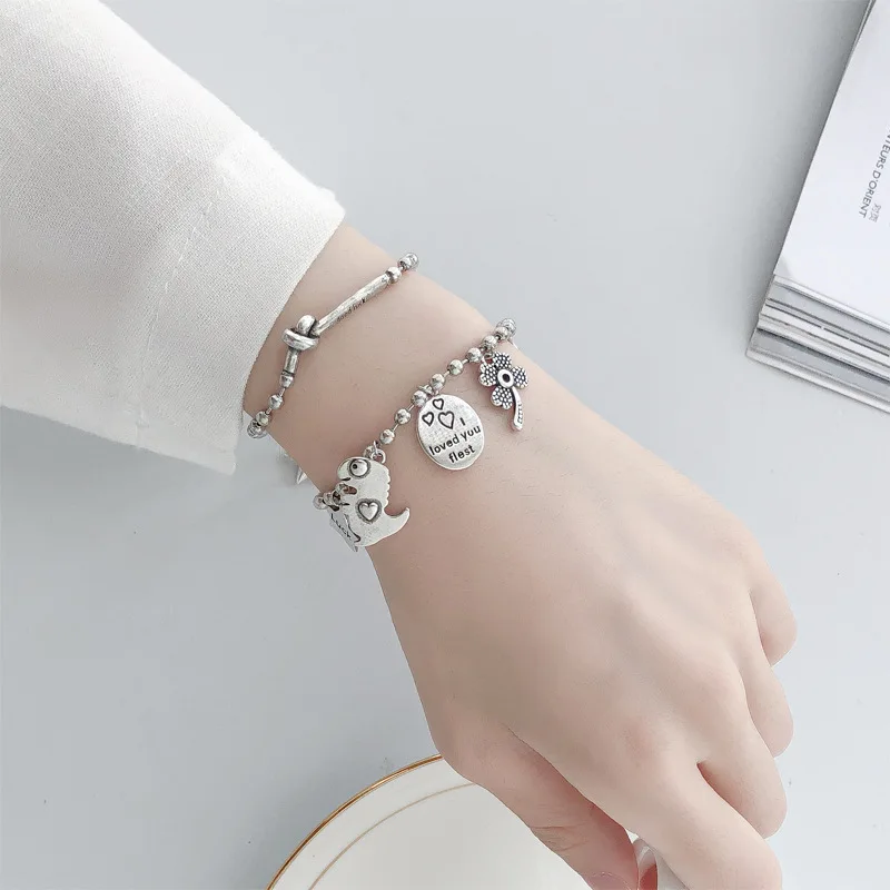 FMILY Vintage 925 Sterling Silver Personality Cartoon Dinosaur Love Bracelet Fashion Temperament Jewelry Gift for Girlfriend
FMILY Vintage 925 Sterling Silver Personality Cartoon Dinosaur Love Bracelet Fashion Temperament Jewelry Gift for Girlfriend