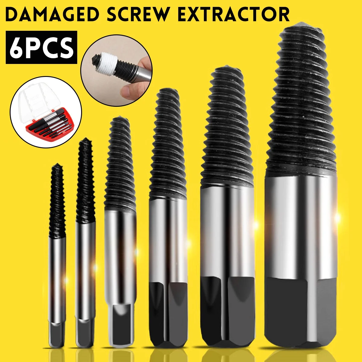 6pcs Damaged Screw Extractor Drill Bit Set Different Sizes 3-22mm Drill Bits Screw Drivers Broken Bolt Stud Remover Tool Kit
6pcs Damaged Screw Extractor Drill Bit Set Different Sizes 3-22mm Drill Bits Screw Drivers Broken Bolt Stud Remover Tool Kit