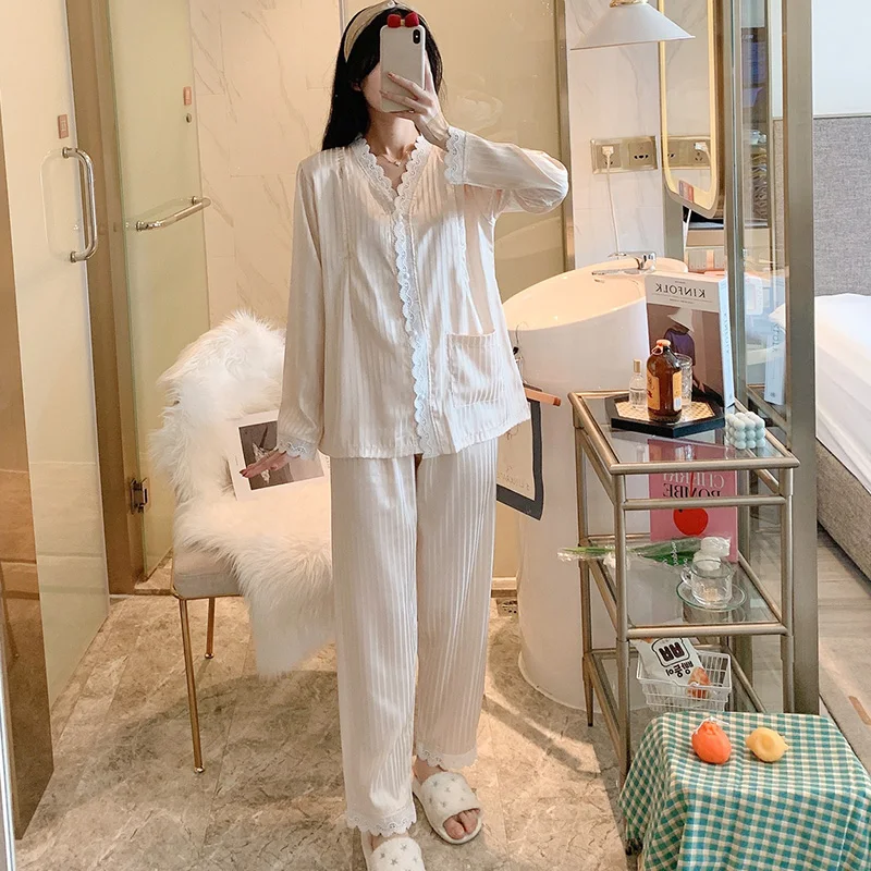 Pregnant Pajamas Women's Spring and Autumn Apricot Long Sleeve Ice Silk Confinement Clothing Postpartum Nursing Homewear
Pregnant Pajamas Women's Spring and Autumn Apricot Long Sleeve Ice Silk Confinement Clothing Postpartum Nursing Homewear
