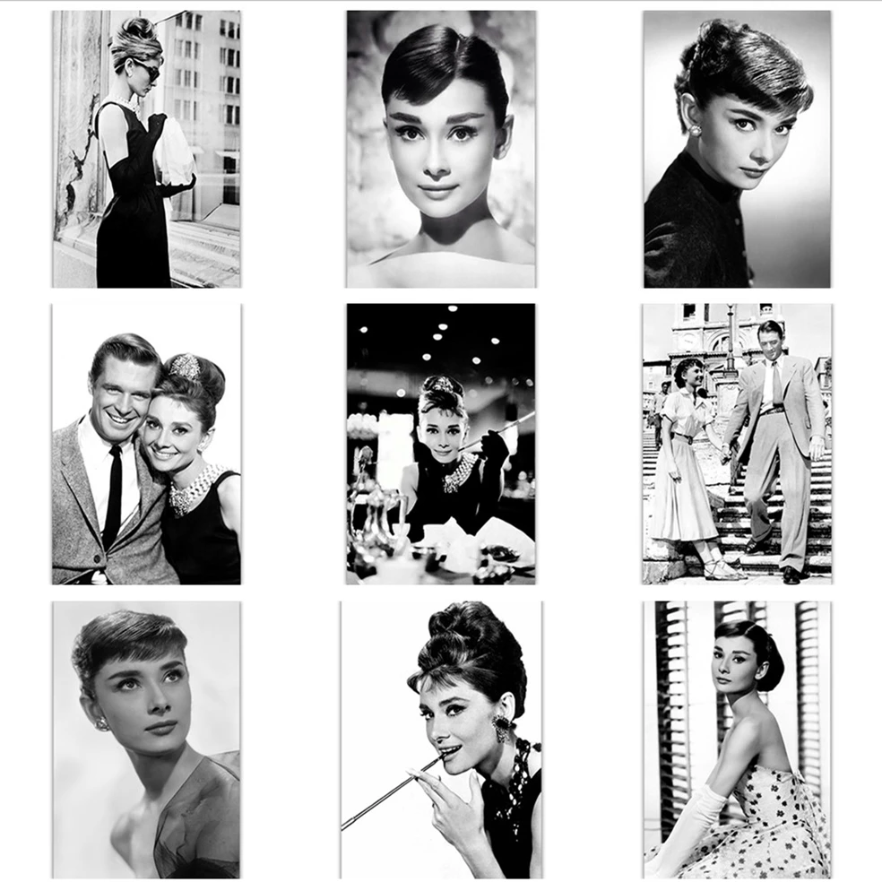 Black and White Poster Audrey Hepburn Canvas Picture On Wall Classical Star Prints Woman Figure Paintings for Interior Frameless
Black and White Poster Audrey Hepburn Canvas Picture On Wall Classical Star Prints Woman Figure Paintings for Interior Frameless