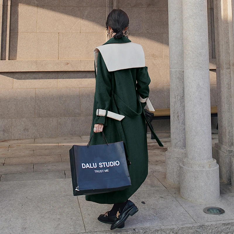 Women's Woolen Coat Long 2021 Winter New Korean Double-Breasted Lapel Stitching Fashion Loose Thicken Artificial Wool Coat gz6 
Women's Woolen Coat Long 2021 Winter New Korean Double-Breasted Lapel Stitching Fashion Loose Thicken Artificial Wool Coat gz6