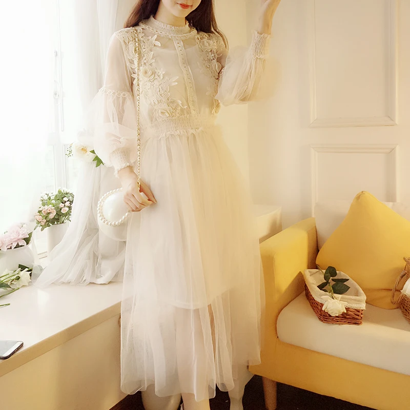 Summer Autumn Korean Women 2 Pieces Dress Floral Sexy Mesh Party Vestidos Longo Lantern Sleeve Maxi Long Elegant Dress
Summer Autumn Korean Women 2 Pieces Dress Floral Sexy Mesh Party Vestidos Longo Lantern Sleeve Maxi Long Elegant Dress