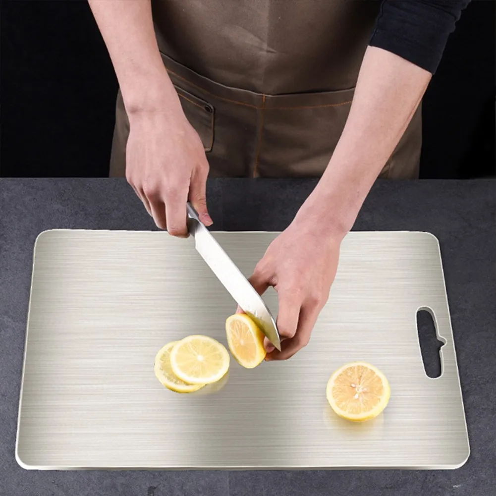 Stainless Steel Heavy Duty Cutting Board Wheat Straw Vegetable Meat Chopping Board Hanging Hole Foods Classification Board
Stainless Steel Heavy Duty Cutting Board Wheat Straw Vegetable Meat Chopping Board Hanging Hole Foods Classification Board