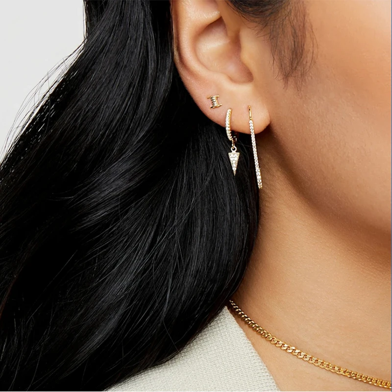 Shiny Clear Zircon Triangle Dangle Pendientes Hoop Earrings for Women Girl Geometric Piercing Drop Earings Jewelry Accessories 
Shiny Clear Zircon Triangle Dangle Pendientes Hoop Earrings for Women Girl Geometric Piercing Drop Earings Jewelry Accessories