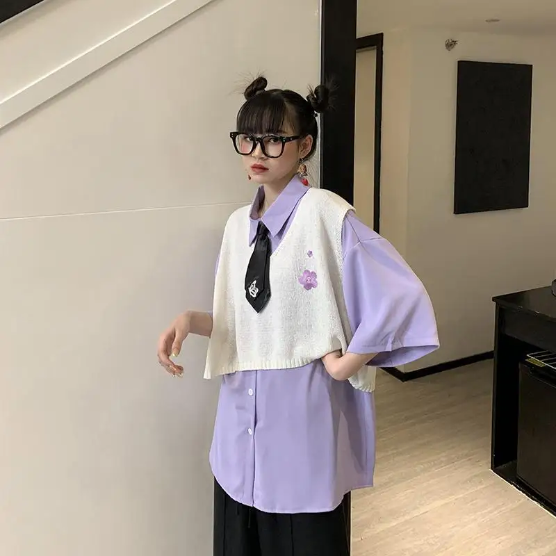 Solid Purple Blouse Shirt Girls Funny Summer Oversize Shirt Women Harajuku Cool Student Tops Tee Hip Hop Korean Clothes Shirt
Solid Purple Blouse Shirt Girls Funny Summer Oversize Shirt Women Harajuku Cool Student Tops Tee Hip Hop Korean Clothes Shirt