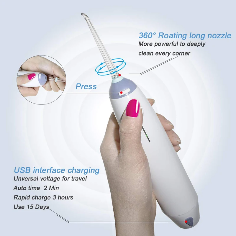 Electric Dental Water Flosser Power Cordless Oral Irrigator Portable With Removes debris and reduces bacteria - Travel And Home | Бытовая