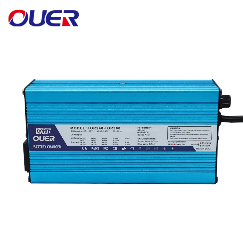 

87.6V 2A Charger 87.6V LiFePO4 Battery Smart Charger For 24S 72V E-Bike LiFePO4 Battery 240W Charger Wide voltage high power