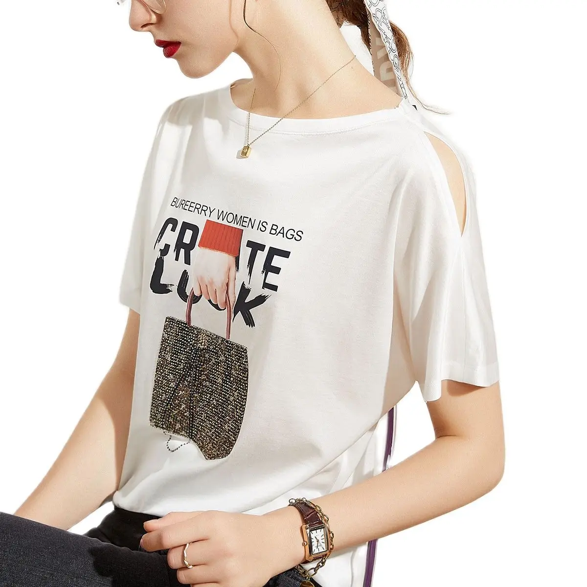 Silk Cotton T-shirt Women's Short Sleeve 2021 New Women's Fashion Fashion Loose Printing Shoulder Collar Coat Women's White
Silk Cotton T-shirt Women's Short Sleeve 2021 New Women's Fashion Fashion Loose Printing Shoulder Collar Coat Women's White