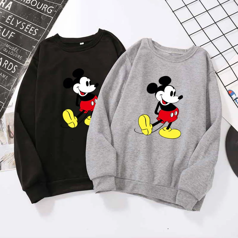 Свободный пуловер с длинным рукавом и круглым вырезом, с мультяшным принтом Микки Мауса 
Свободный пуловер с длинным рукавом и круглым вырезом, с мультяшным принтом Микки Мауса
