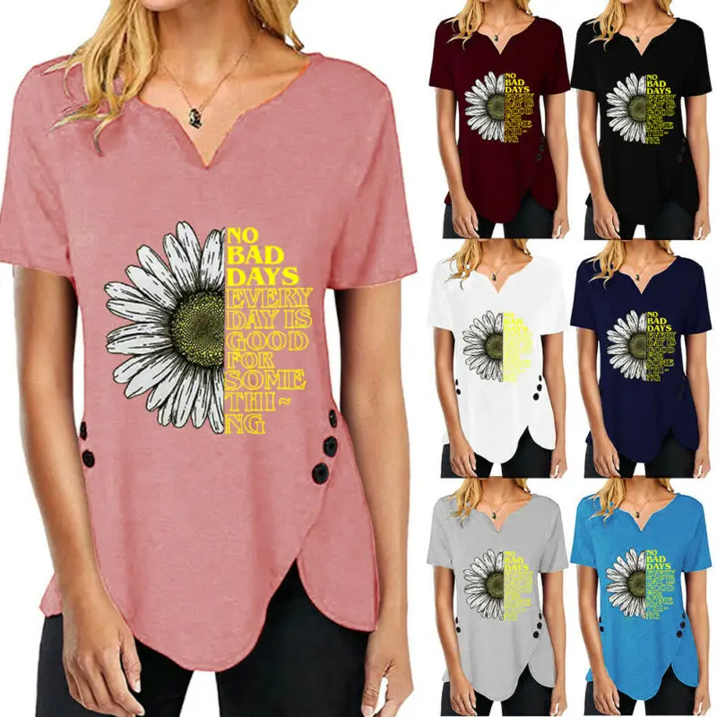 t shirt Female irregular Hem Button t Shirt Women's Fashion Short Sleeve Sunflower Print Casual Tops T-Shirt Summer Tees
t shirt Female irregular Hem Button t Shirt Women's Fashion Short Sleeve Sunflower Print Casual Tops T-Shirt Summer Tees