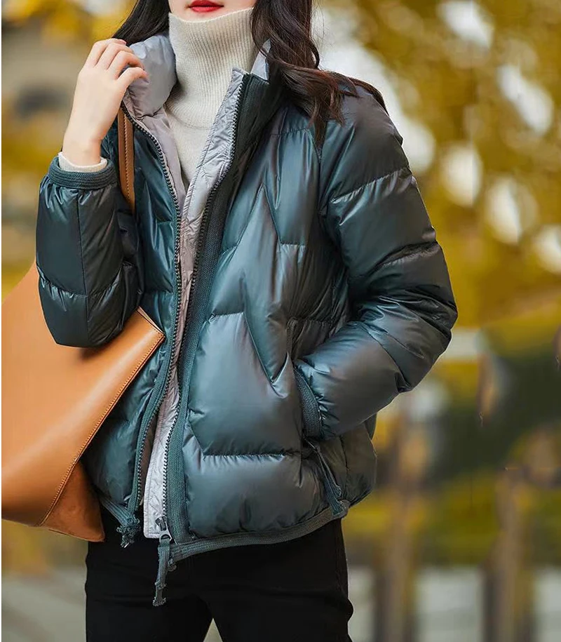 Women's Short Cotton-padded Jacket Shiny Cotton Down Padded Pocket Keep Warm Jacket Korean Style Loose Stand Collar Thick Coat
Women's Short Cotton-padded Jacket Shiny Cotton Down Padded Pocket Keep Warm Jacket Korean Style Loose Stand Collar Thick Coat