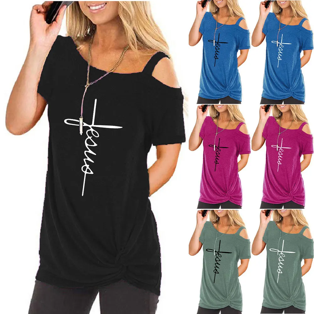 VICABO Women T-shirt Fashion Skew Collar Tees Short Sleeve Top Basic Printed Summer Loose Bandage Tee Female Clothing
VICABO Women T-shirt Fashion Skew Collar Tees Short Sleeve Top Basic Printed Summer Loose Bandage Tee Female Clothing