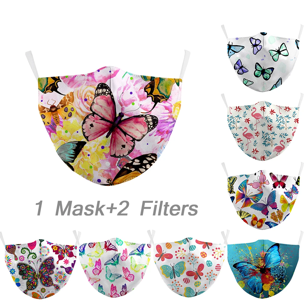 Color butterfly printed adult mask washable and reusable fabric mask with 2 filters PM2.5 dustproof earloop cotton mask
Color butterfly printed adult mask washable and reusable fabric mask with 2 filters PM2.5 dustproof earloop cotton mask