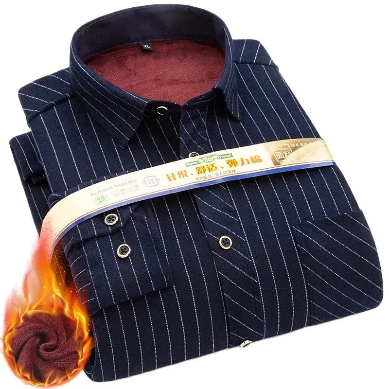 Plus Size Winter Warm Men Add Wool 100% Cotton Shirt Long Sleeved Button Turn Down Collar Plaid Shirts Gift for Husband
Plus Size Winter Warm Men Add Wool 100% Cotton Shirt Long Sleeved Button Turn Down Collar Plaid Shirts Gift for Husband