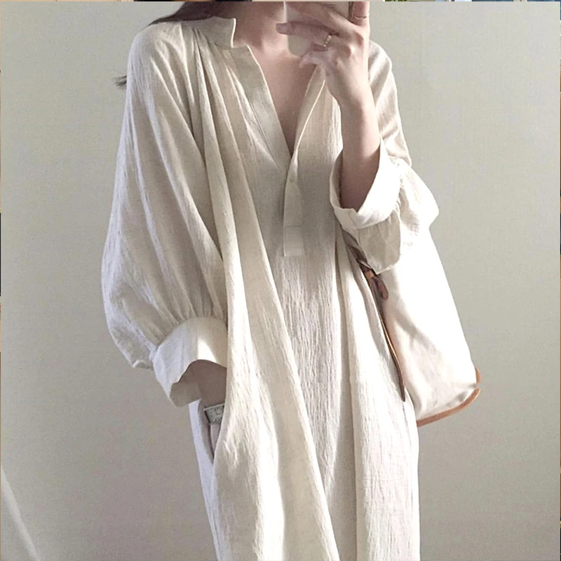 Chic Cotton Linen Woman Dress Casual Vintage V-Neck Autumn Spring Beach Holiday Maxi Dresses Vestido Feminino 122712WLA 
Chic Cotton Linen Woman Dress Casual Vintage V-Neck Autumn Spring Beach Holiday Maxi Dresses Vestido Feminino 122712WLA
