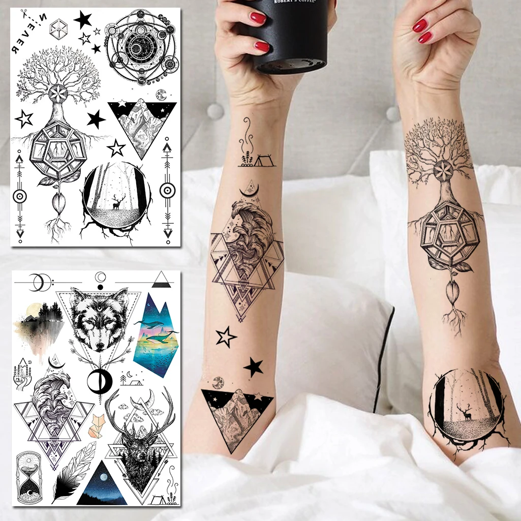 Wolf Tree Temporary Tattoos For Boys Men Fake Mountain Waterproof Tattoo Sticker Wave ELK Body Legs Hands Geometric Tatoos Waist
Wolf Tree Temporary Tattoos For Boys Men Fake Mountain Waterproof Tattoo Sticker Wave ELK Body Legs Hands Geometric Tatoos Waist