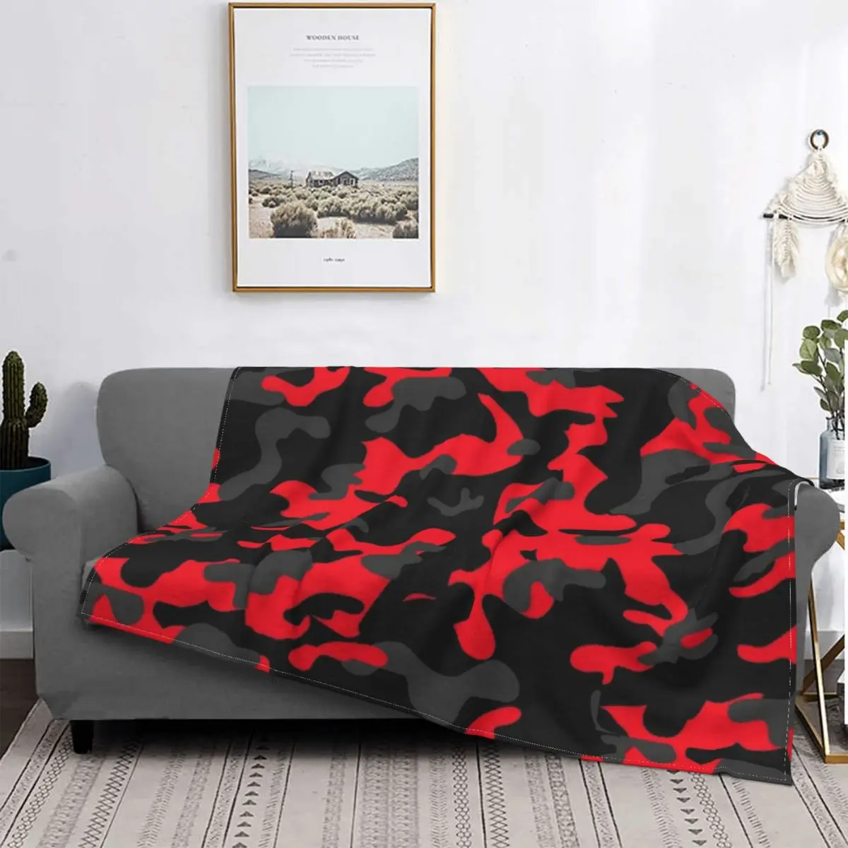 

Red Camo Blanket Camouflage Military Warm Bedspread Plush Ultra Soft Cover Flannel Quilt Bedding Sofa Couch Fluffy Gift
