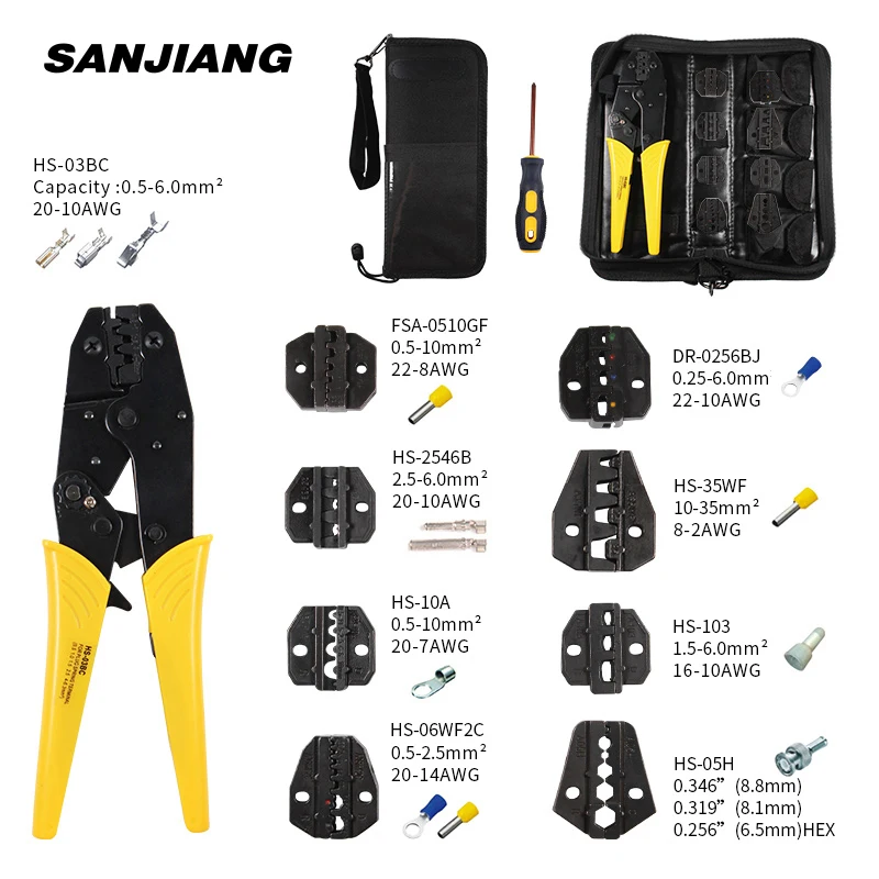 Clamp Tools Set Decrustation Engineering Ratchet Terminal Crimping Plier HS-03BC Electrical Hand Tool with 8 Spare Terminals
Clamp Tools Set Decrustation Engineering Ratchet Terminal Crimping Plier HS-03BC Electrical Hand Tool with 8 Spare Terminals